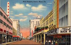 The Main Shopping District in Miami FL Vintage Postcard SP17-24